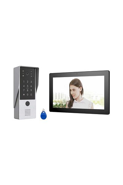 AREB Smart video intercom set 10 inch touchscreen Wi Fi and Ethernet fingerprint and password unlock, RFI