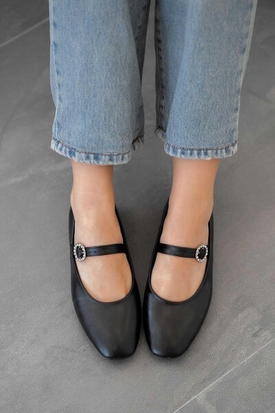 Parponi Amalia ženske Kaiš detalj Koža Baletanke crna