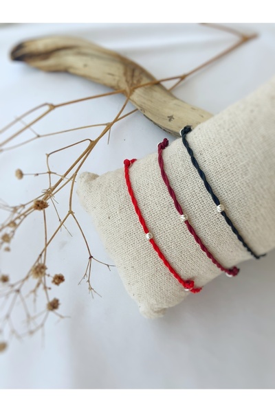 Atölye Merdiven Unisex Dorika Kırmızı Bileklik 925 Ayar Gümüş