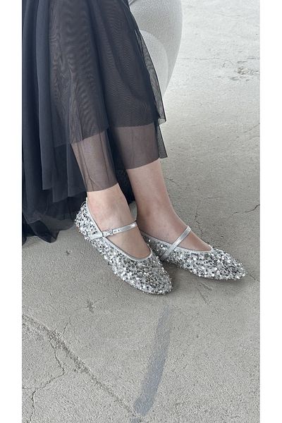 Letafia Rhoda Silver Sequined Ballerinas