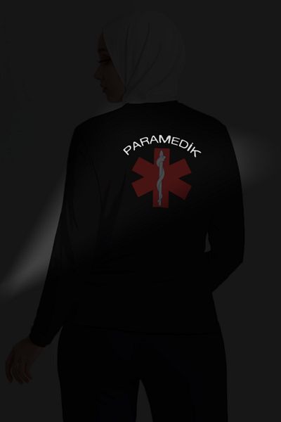 Pratik Medikal Red Paramedic Crew Neck Long Sleeve T-Shirt Unisex