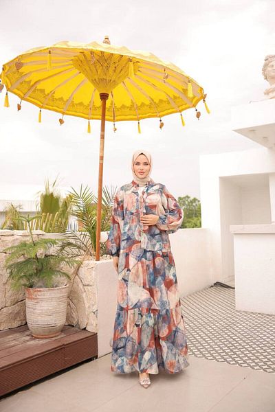 JESSE STORY Women's Hijab Dress Modal Fabric Patterned Dress