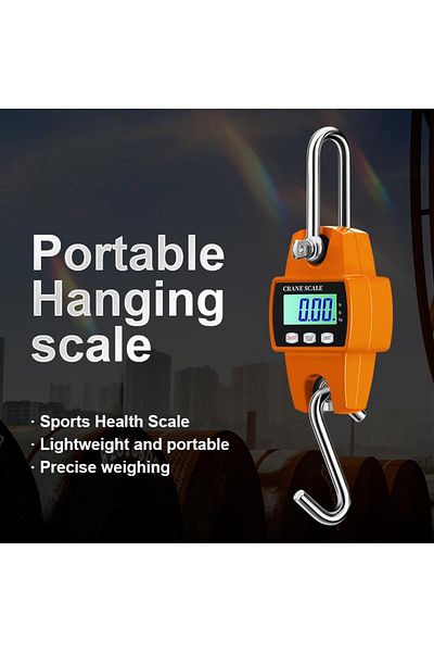 Generic Lcd Digital Hook Scale Portable Electronic Stainless Steel Hook Scale Orange 300kg High Precision