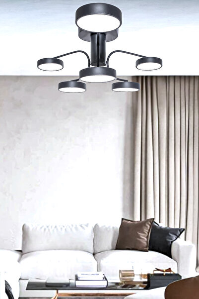 Fer Avize Zeyna 6lı Modern Tasarım 3 Renk Işık Veren Enerji Tasarruflu Led Avize Salon Giyinme Odası Mutfak