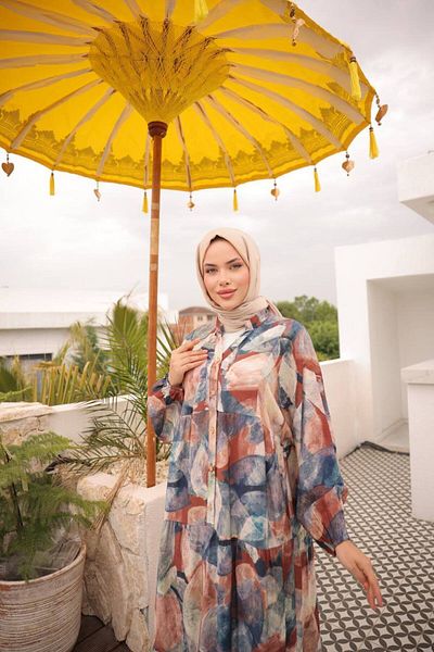 JESSE STORY Women's Hijab Dress Modal Fabric Patterned Dress
