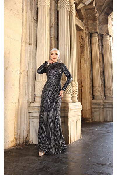 Genel Markalar Işıltılı Simli Tesettür Abiye Gala