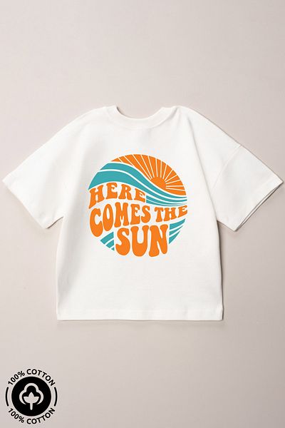 Miniel Unisex Baby Crew Neck the Sun Printed 100% Cotton Oversize T-Shirt