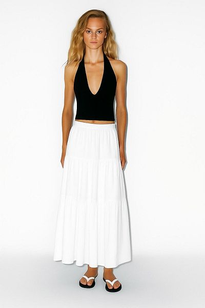 HAKKE Women's Basic Pleated Long Skirt