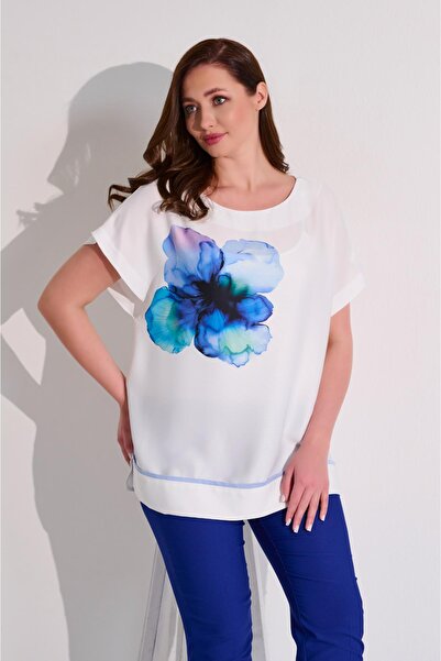 DE WHITES BLUZĂ CU MÂNECĂ SCURTĂ IMPRIMATĂ MĂRIME MARE