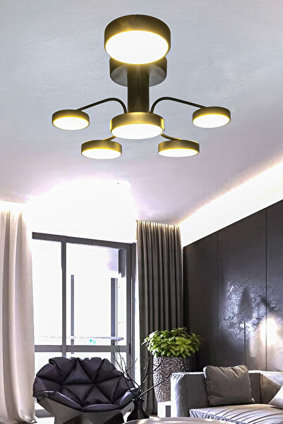 Fer Avize Zeyna 6lı Modern Tasarım 3 Renk Işık Veren Enerji Tasarruflu Led Avize Salon Giyinme Odası Mutfak