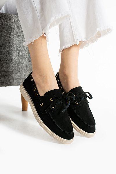 misio shoes Дамски мокасини с връзки и плосък ток Bernard Suede