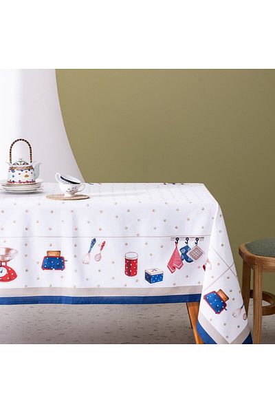 Madame Coco Asonne Tischdecke - 150x250 cm - Weiß/Marineblau