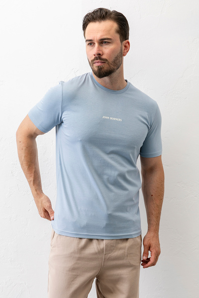 JB John Borners Ανδρικό μπλουζάκι με λαιμόκοψη John Borners με ψηφιακή εκτύπωση γαλάζιο - 2020-4