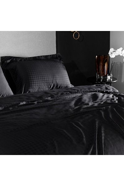 Madame Coco Lune Doppel-Bettbezug-Set aus Bambus-Satin, Schwarz