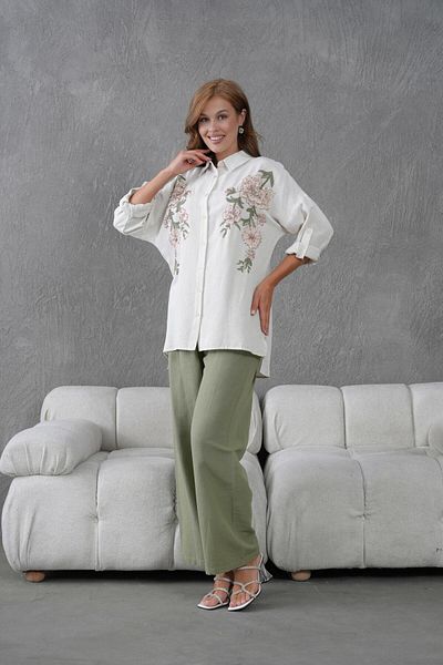 BURRASCA Embroidered Stone Linen Suit