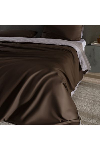 Madame Coco Avent Bettwäsche-Set, Doppelbett, 100 % Baumwolle, bedruckt, Satin, Braun