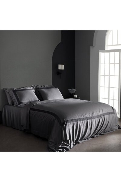 Madame Coco Samoa Doppel-Bettbezug-Set aus Bambus-Satin - Grau