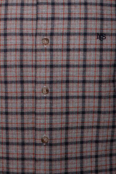 NCS Men's Shirt Tile Long Sleeve Plaid Checkered Flannel Wool Buttoned Slim Fit Button Collar Shirt Jeans 7