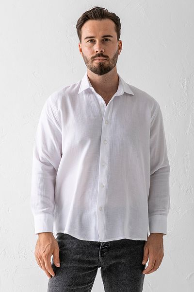 JB John Borners Men's Cotton Blended Pocketless Muslin Shirt White - 16701