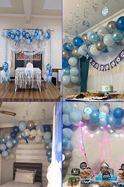 Parti dolabı Sünnet Krom Pullu Balon Zincir Seti Çoklu Sünnet Paketi Sünnet Mevlidi Oda Mekan Süsleme