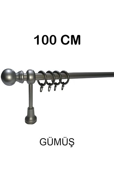 PERDE Mix 100 Cm Tub Metal Argintiu Rustic Curea Cortina Cu Picior Din Lemn Si Cap 25 Mm Tub Caçap
