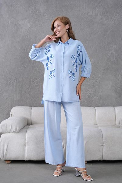 BURRASCA Embroidered Stone Linen Suit