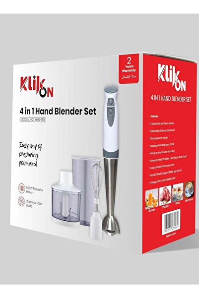 Klikon مجموعة خلاط يدوي ٤ في ١ | سرعتان | عمود من الفولاذ المقاوم للصدأ | إبريق سعة ٦٠٠ مل | ٥٠٠ واط KHB-169