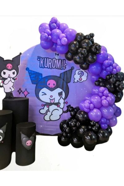 Deniz Party Store Purple Black Chain Balloon Set - KUROMİ 61 Pieces