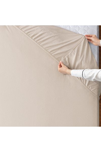 Madame Coco Doppelt elastisches Laken aus gekämmter Baumwolle - Stein