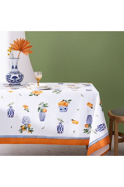 Madame Coco Rhone Tischdecke - 150x200 cm - Orange/Blau
