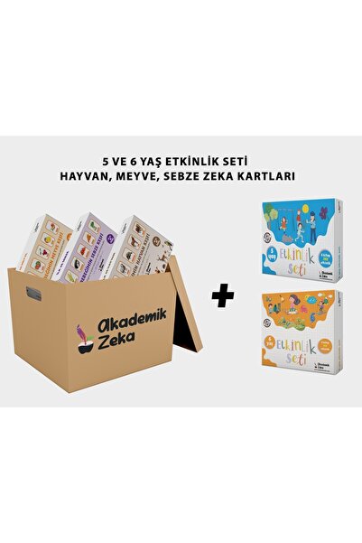 akademik zeka 5 ve 6 Yaş Etkinlik Seti, Hayvanlar, Meyveler, Sebzeler Zeka Ka...
