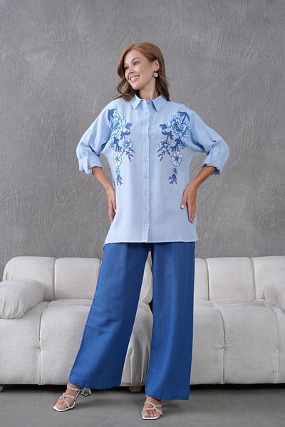 BURRASCA Embroidered Stone Linen Suit