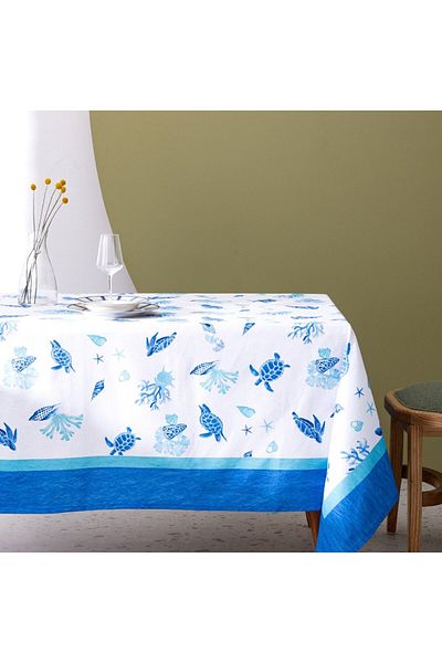 Madame Coco Cornella Tischdecke - 150x250 cm - Blau/Weiß