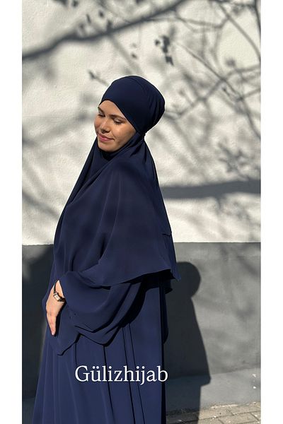 İpek Σουφλέ, φεράς, αμπάγια 3 τεμαχίων Navy Blue Σετ