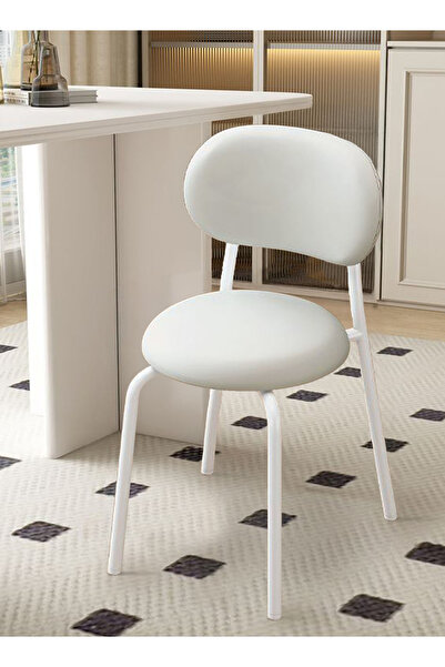 EqiEch كرسي ظهر دائري، كرسي طاولة طعام مبطن، كرسي استرخاء، كرسي مريح بمسند ظهر