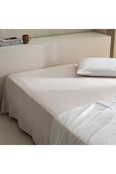 Madame Coco Manon Ranforce Spannbettlaken, 100 % Baumwolle, Kingsize, Stein