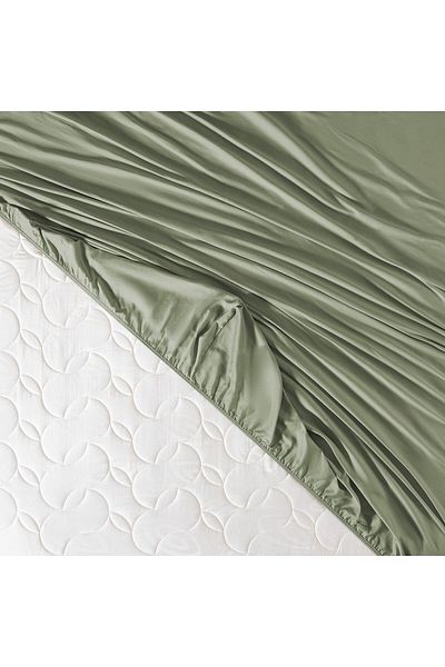 Madame Coco Ciel King Size Plus Elastisches Satin-Bettlaken - Khaki