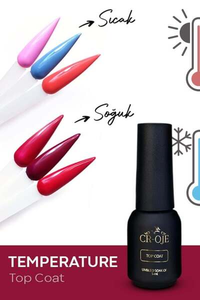 CROJE KALICI OJE Kalıcı Oje İçin Tempreture Top Coat (5 ml) (Koyu Pembe Tonun...