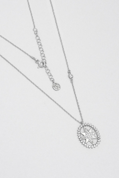 So CHIC... Kutup Yıldızı 18 Ayar Beyaz Altın Kaplama 45 Cm Gümüş Kolye