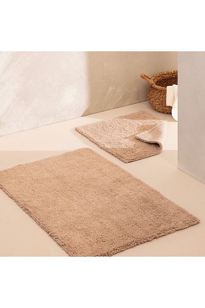 Madame Coco Cameo 2-teilige Badematte aus Baumwolle - Beige - 60x100 cm