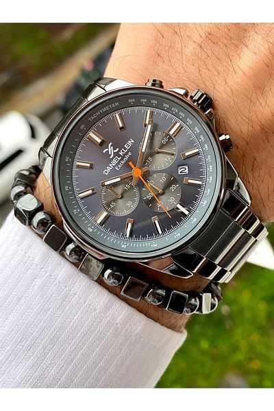 Daniel Klein Steel Cord Men's Wrist Watch+Bracelet