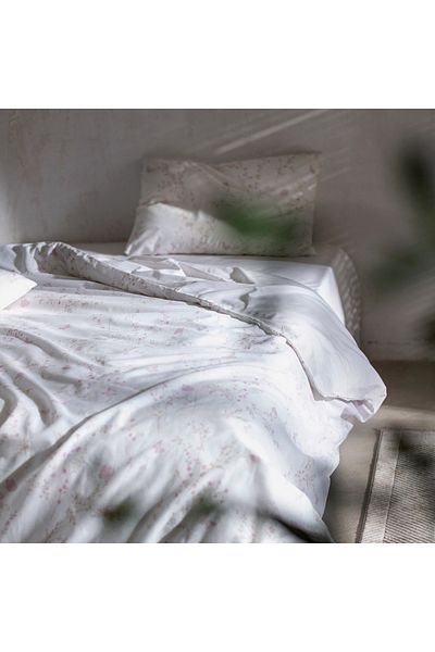 Madame Coco Abella Doppelbett-Bettbezug-Set, 100 % Baumwolle, Ranforce-Muster, Bedruckt, Beige/Puder