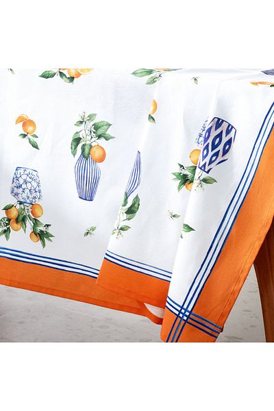 Madame Coco Rhone Tischdecke - 150x200 cm - Orange/Blau