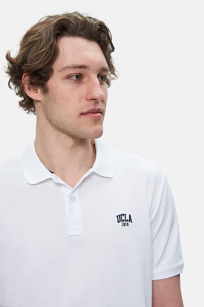 UCLA Lakes White Polo Collar Embroidered Men's T-shirt