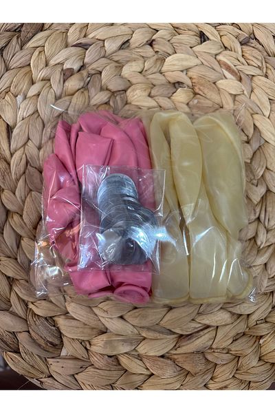 Deniz Party Store Macaron Pink Silver Confetti Transparent Balloon12 Inch 20 Pieces
