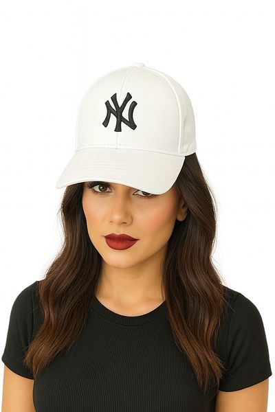 ZERAMİNE White Unisex Baseball Ny Embroidered Hat Velcro