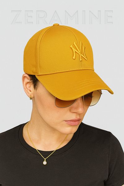 ZERAMİNE Unisex Baseball Ny Embroidered Hat Velcro Mustard