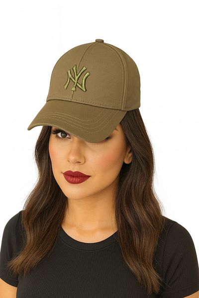 ZERAMİNE Khaki Unisex Baseball Ny Embroidered Hat Velcro