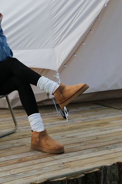 Letafia Γυναικείες μπότες Leo Brown Suede με γούνα στο εσωτερικό και χοντρή σόλα