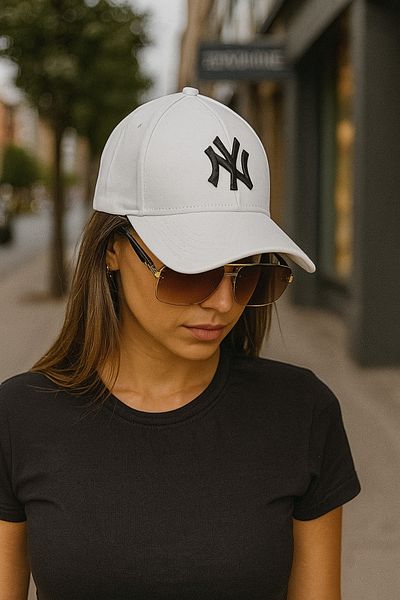 ZERAMİNE White Unisex Baseball Ny Embroidered Hat Velcro